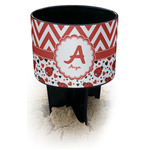 Ladybugs & Chevron Black Beach Spiker Drink Holder (Personalized)