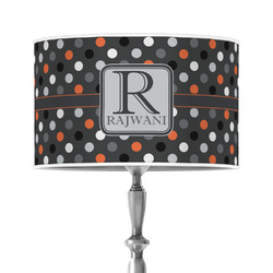 Gray Dots 12" Drum Lamp Shade - Poly-film (Personalized)