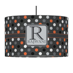 Gray Dots 12" Drum Pendant Lamp - Fabric (Personalized)