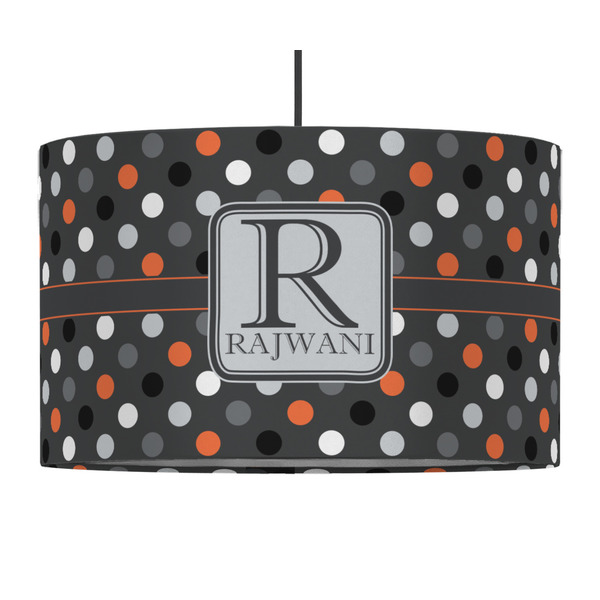 Gray Dots 12" Drum Lampshade - PENDANT (Fabric)