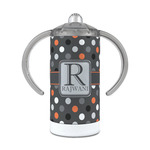 Gray Dots 12 oz Stainless Steel Sippy Cup (Personalized)