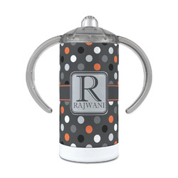 Gray Dots 12 oz Stainless Steel Sippy Cup (Personalized)