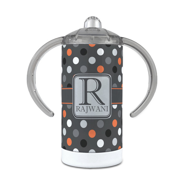 Custom Gray Dots 12 oz Stainless Steel Sippy Cup (Personalized)