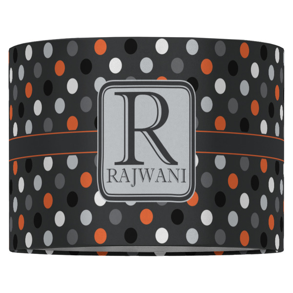 Gray Dots 16" Drum Lampshade - FRONT (Fabric)
