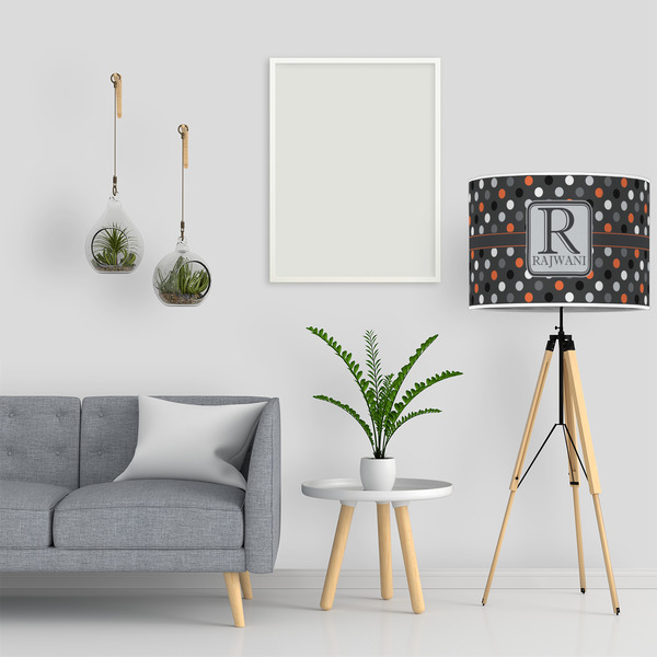 Gray Dots 16" Drum Lampshade - LIFESTYLE