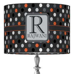 Gray Dots 16" Drum Lamp Shade - Fabric (Personalized)