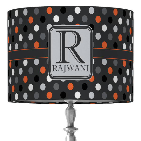 Custom Gray Dots 16" Drum Lamp Shade - Fabric (Personalized)