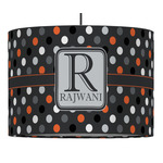 Gray Dots 16" Drum Pendant Lamp - Fabric (Personalized)