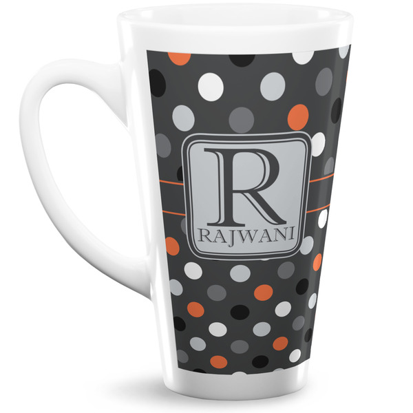 Custom Gray Dots 16 Oz Latte Mug (Personalized)