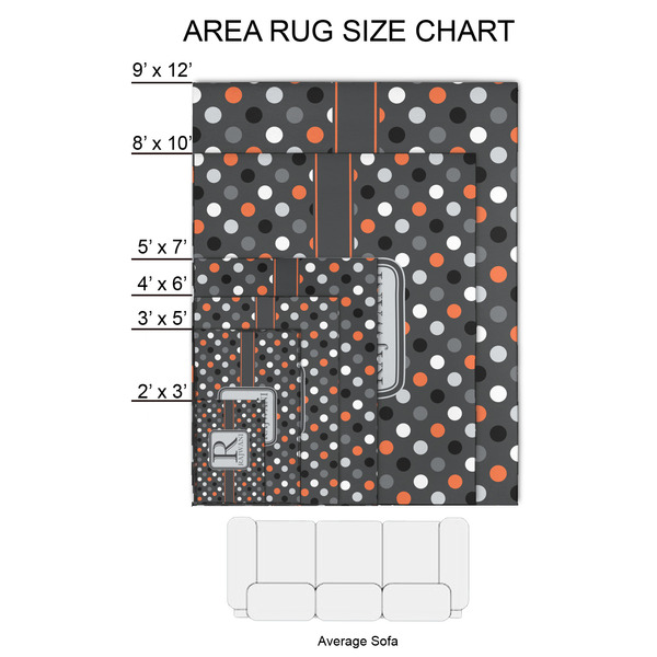 Gray Dots 2'x3' Indoor Area Rugs - Size Chart