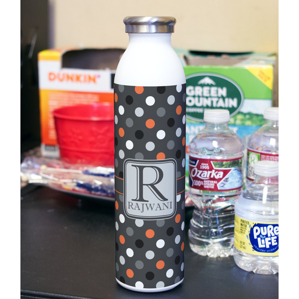 Gray Dots 20oz Water Bottles - Full Print - In Context