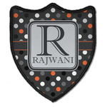 Gray Dots Iron On Shield Patch B w/ Name and Initial