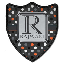 Gray Dots Iron On Shield Patch B w/ Name and Initial