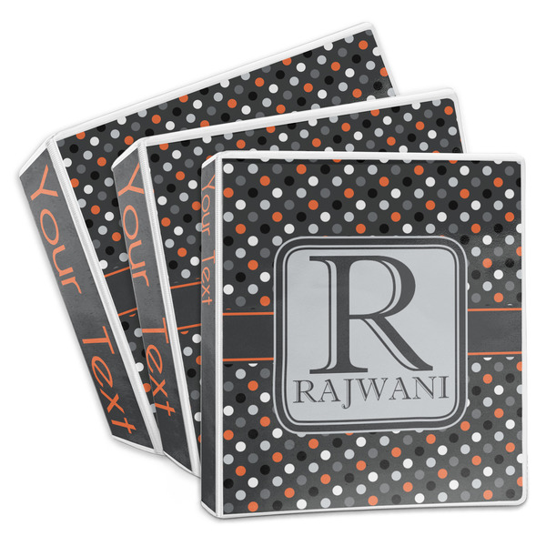 Custom Gray Dots 3-Ring Binder (Personalized)