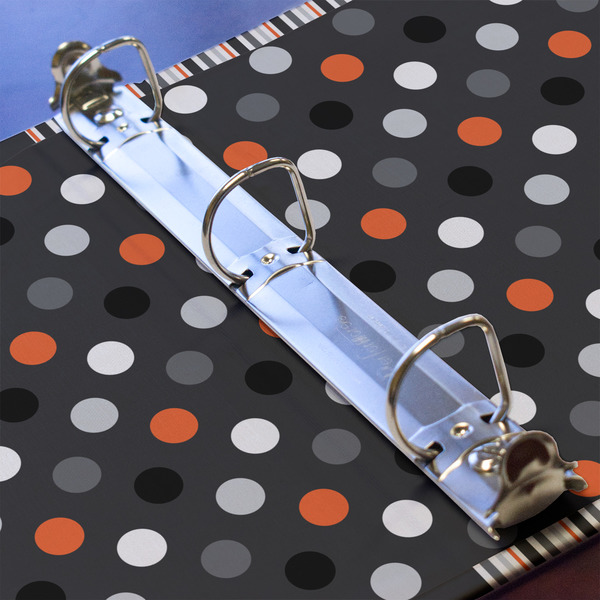 Gray Dots 3 Ring Binders - Full Wrap - 1" - DETAIL