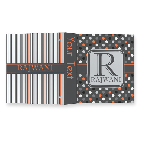 Gray Dots 3 Ring Binders - Full Wrap - 1" - OPEN OUTSIDE