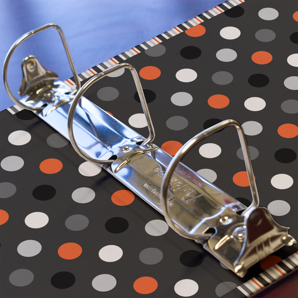 Gray Dots 3 Ring Binders - Full Wrap - 2" - DETAIL