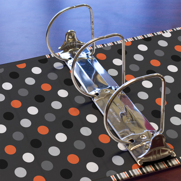Gray Dots 3 Ring Binders - Full Wrap - 3" - DETAIL