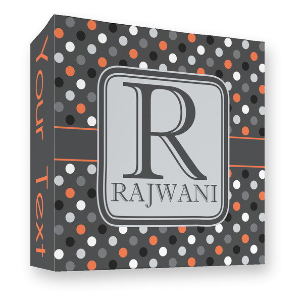 Gray Dots 3 Ring Binders - Full Wrap - 3" - FRONT