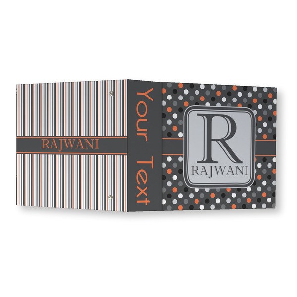 Gray Dots 3 Ring Binders - Full Wrap - 3" - OPEN OUTSIDE