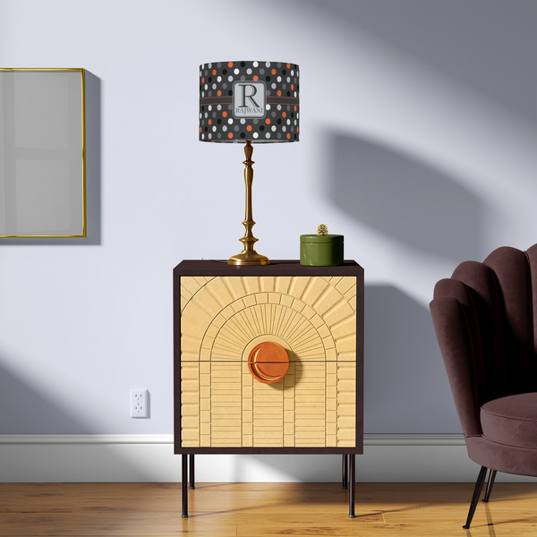 Gray Dots 8" Drum Lampshade - LIFESTYLE