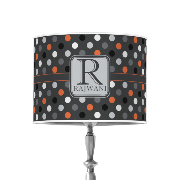 Gray Dots 8" Drum Lampshade - ON STAND (Poly Film)