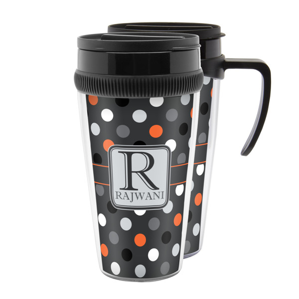 Custom Gray Dots Acrylic Travel Mug (Personalized)
