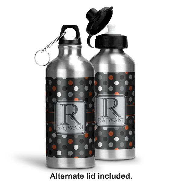 Gray Dots Aluminum Water Bottle - Alternate lid options