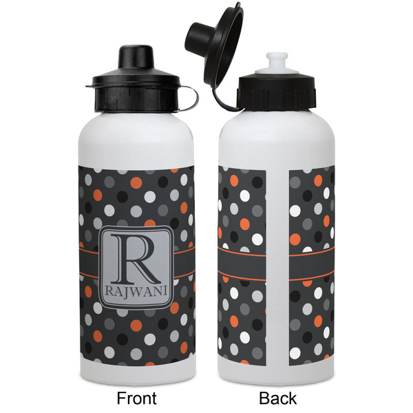 Gray Dots Aluminum Water Bottle - White APPROVAL