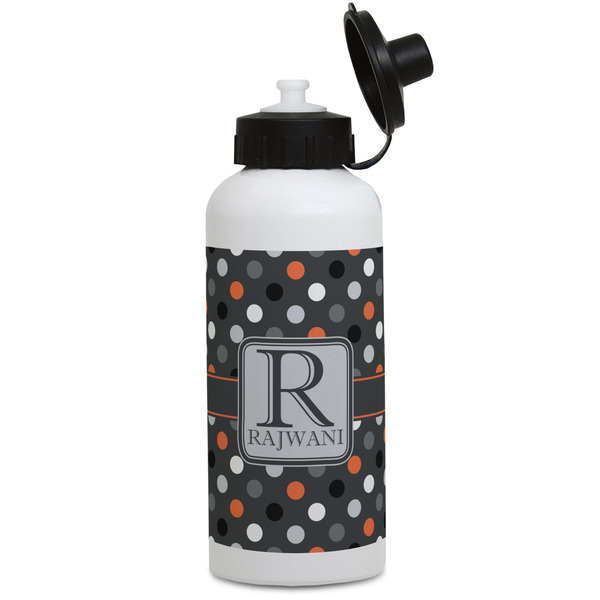 Custom Gray Dots Water Bottles - Aluminum - 20 oz - White (Personalized)