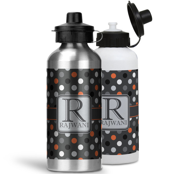 Gray Dots Aluminum Water Bottles - MAIN (white &silver)