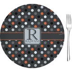 Gray Dots Glass Appetizer / Dessert Plate 8" (Personalized)