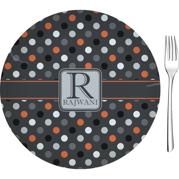 Custom Gray Dots 8" Glass Appetizer / Dessert Plates - Single or Set (Personalized)