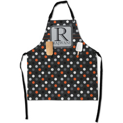 Gray Dots Apron With Pockets w/ Name and Initial
