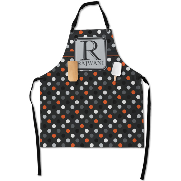 Custom Gray Dots Apron With Pockets w/ Name and Initial