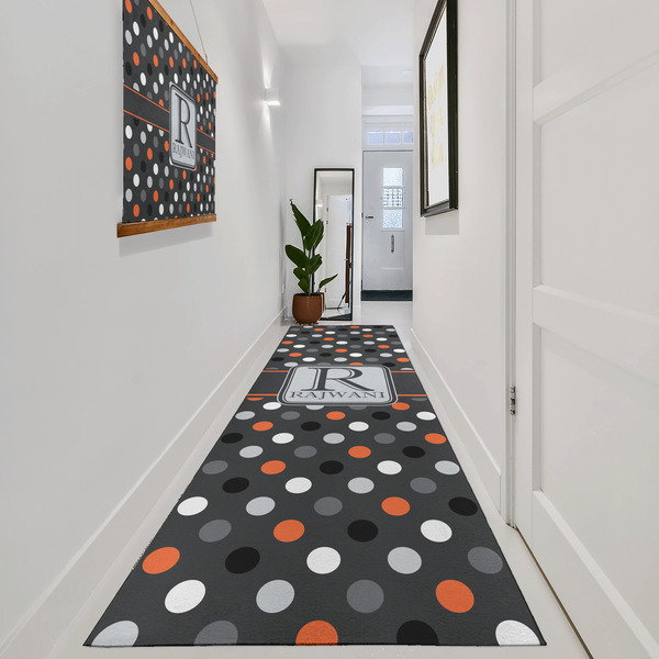 Gray Dots Area Rug Sizes - In Context (vertical)