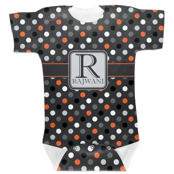 Custom Gray Dots Baby Bodysuit 0-3 (Personalized)