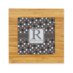 Gray Dots Bamboo Trivet with Ceramic Tile Insert (Personalized)