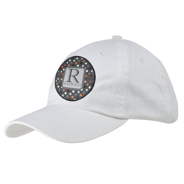 Custom Gray Dots Baseball Cap - White (Personalized)