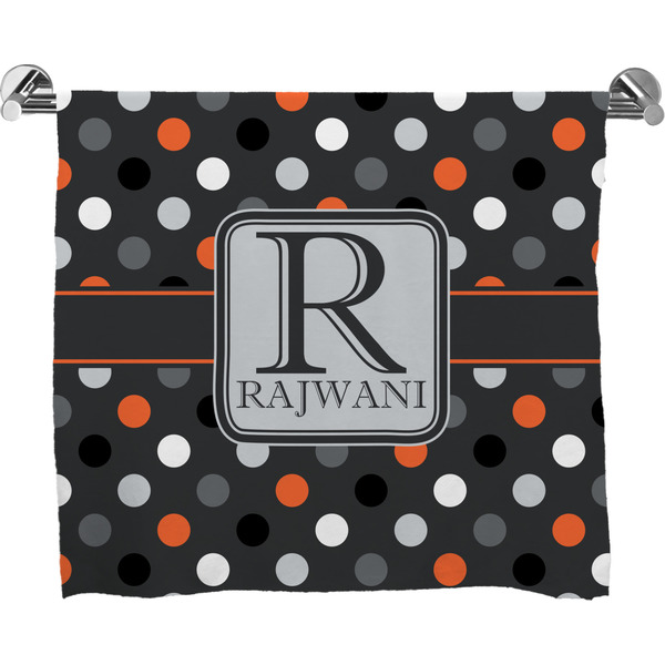 Custom Gray Dots Bath Towel (Personalized)