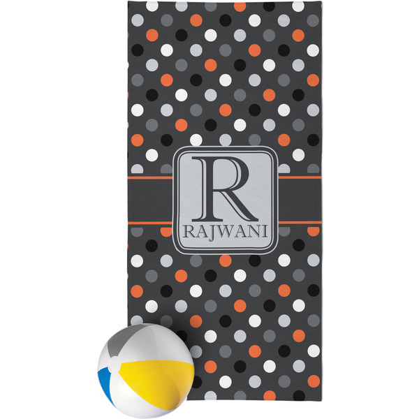 Custom Gray Dots Beach Towel (Personalized)