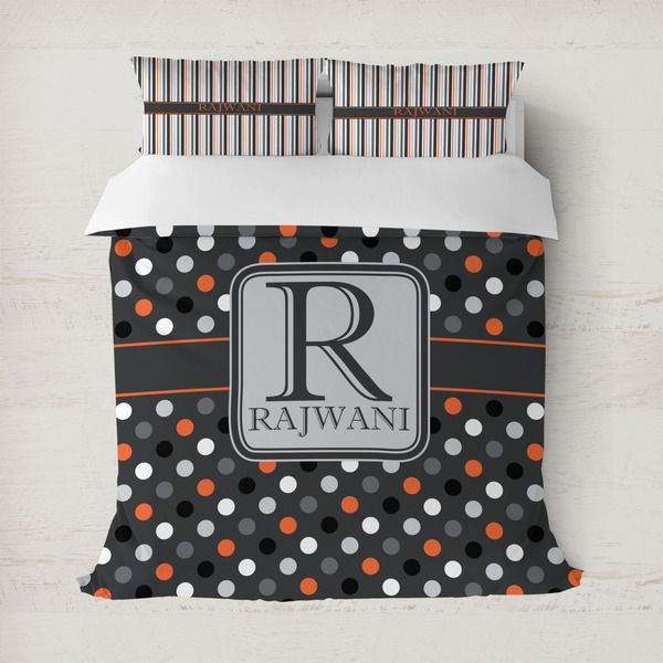 Custom Gray Dots Duvet Cover Set - Full / Queen (Personalized)