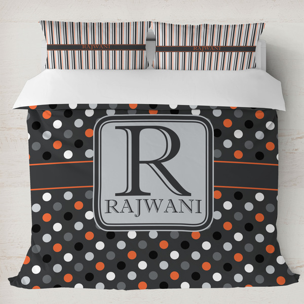 Custom Gray Dots Duvet Cover Set - King (Personalized)