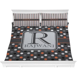 Gray Dots Comforter Set - King (Personalized)