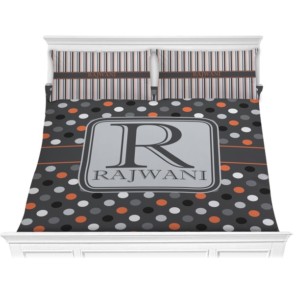Custom Gray Dots Comforter Set - King (Personalized)