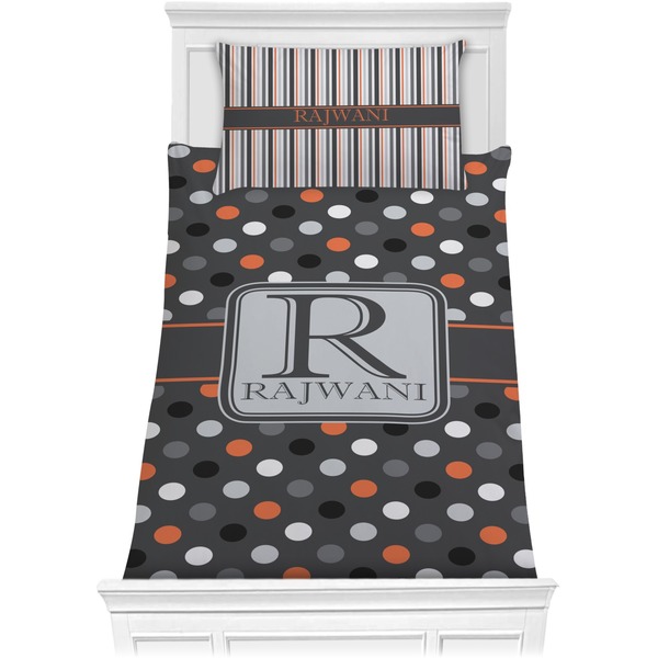 Custom Gray Dots Comforter Set - Twin (Personalized)