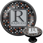 Gray Dots Cabinet Knob (Black) (Personalized)