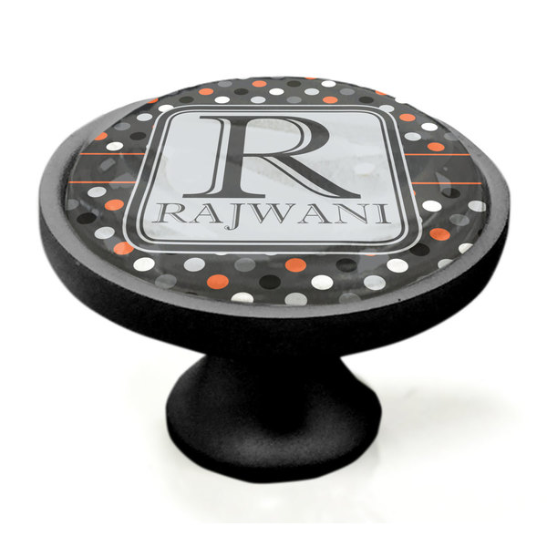 Gray Dots Black Custom Cabinet Knob (Side)
