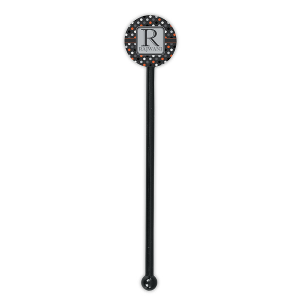 Gray Dots Black Plastic 5.5" Stir Stick - Round - Single Stick