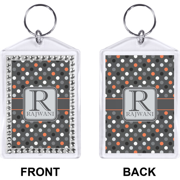 Gray Dots Bling Keychain (Front + Back)